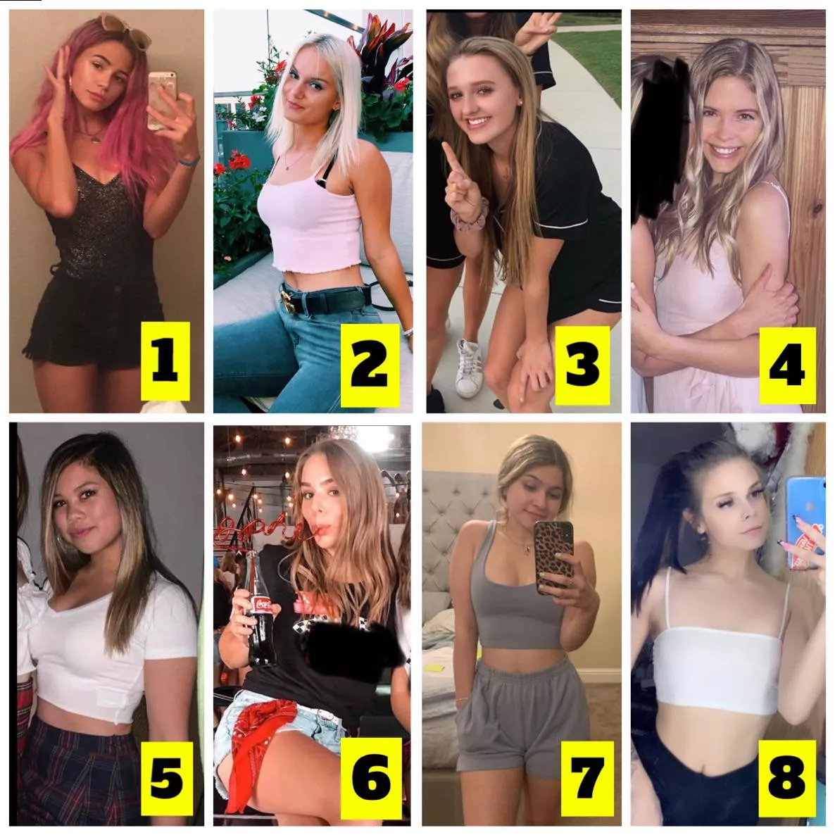 [8] If you could only fuck one of them for the rest of your life, who would it be?