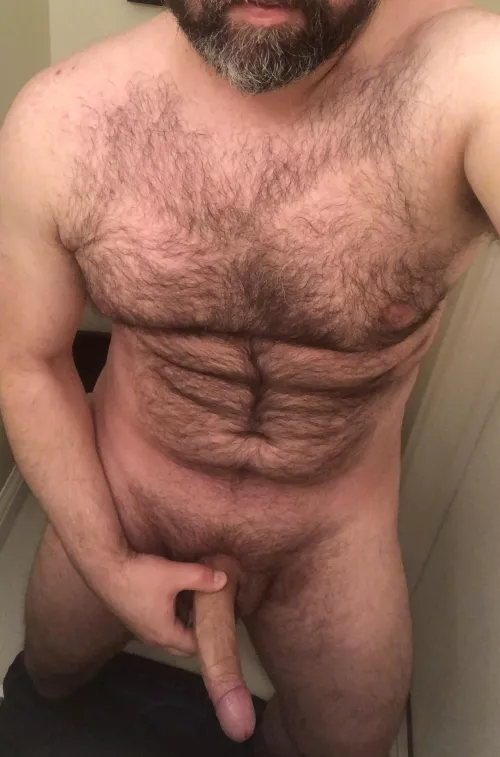 A little bit of grey on my chin, and something else you’ll really feel when I slide it all the way in.