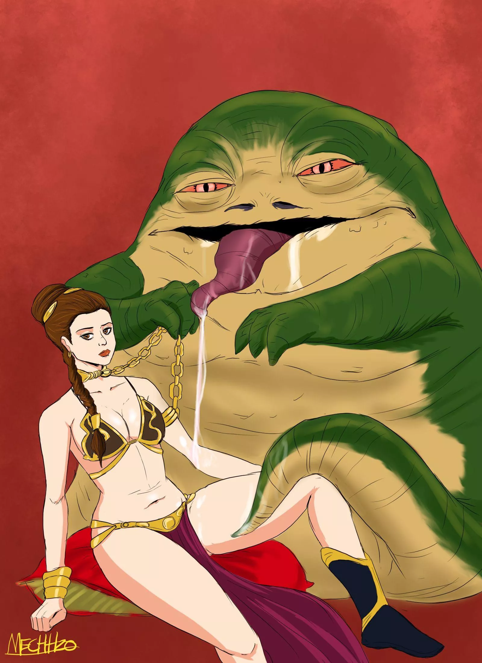 A little doodle I made some time ago of Leia and Jabba (mechh2o)