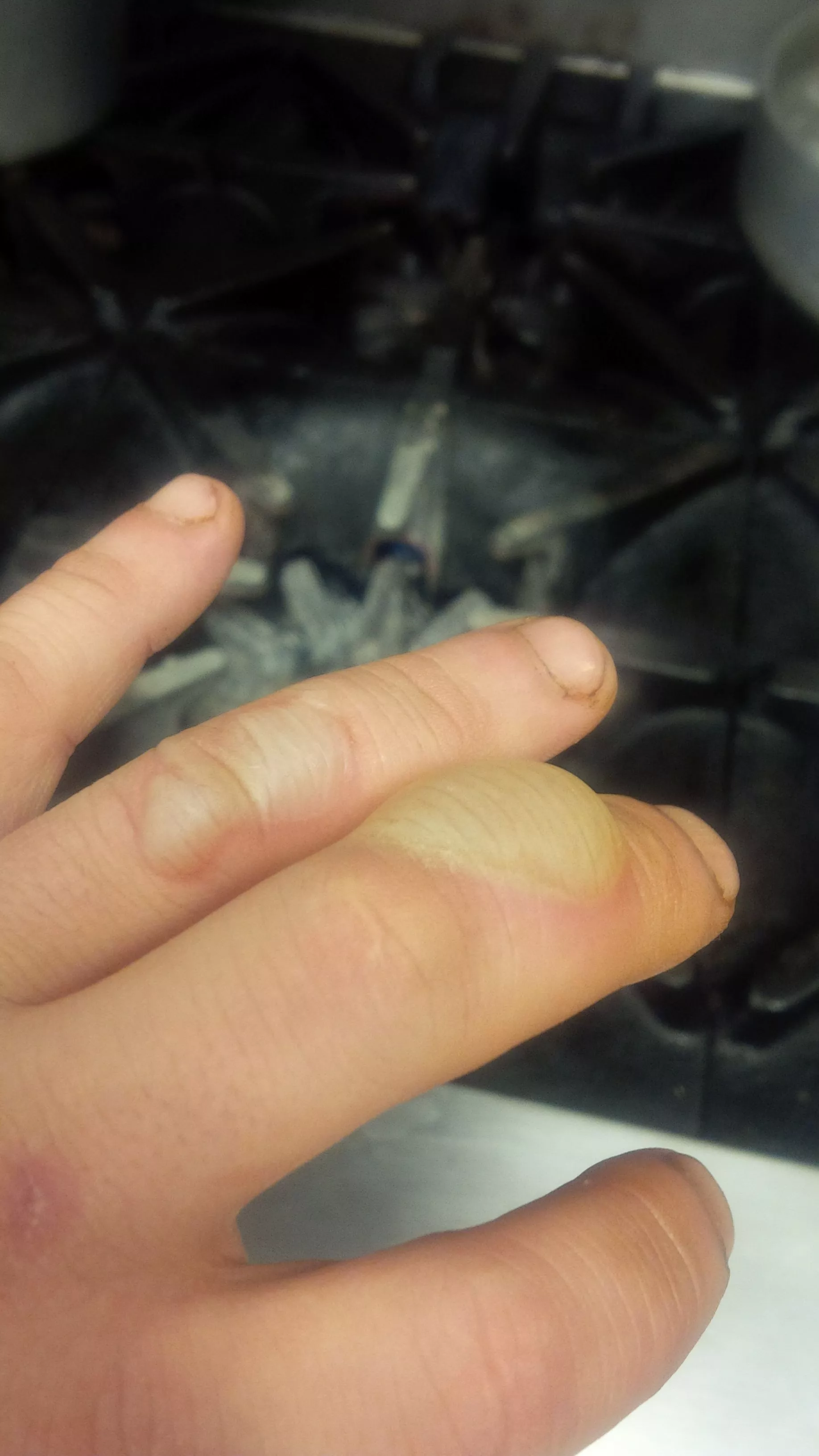 Aftermath from a flare up on a cast iron pan. Aftermath from a flare up on a cast iron pan.
