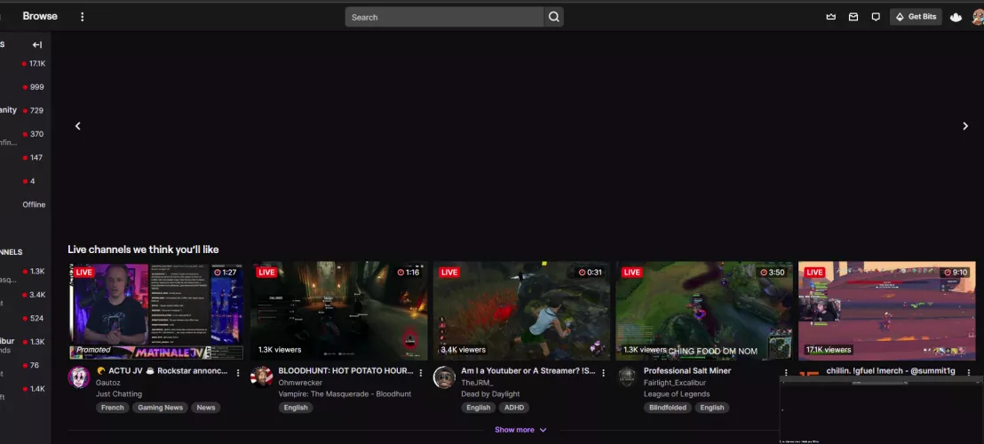 Anyone else in the ANZ region (Im NZ) getting no streams on the front page. I have tried multiple browsers, devices and turning Extensions off.
