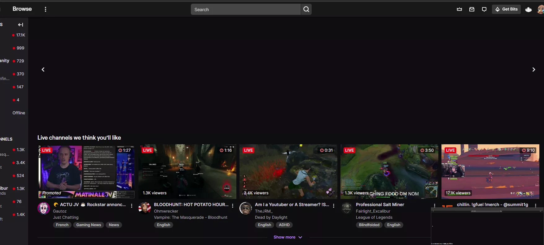 Anyone else in the ANZ region (Im NZ) getting no streams on the front page. I have tried multiple browsers, devices and turning Extensions off. Anyone else in the ANZ region (Im NZ) getting no streams on the front page. I have tried multiple browsers, devices and turning Extensions off.
