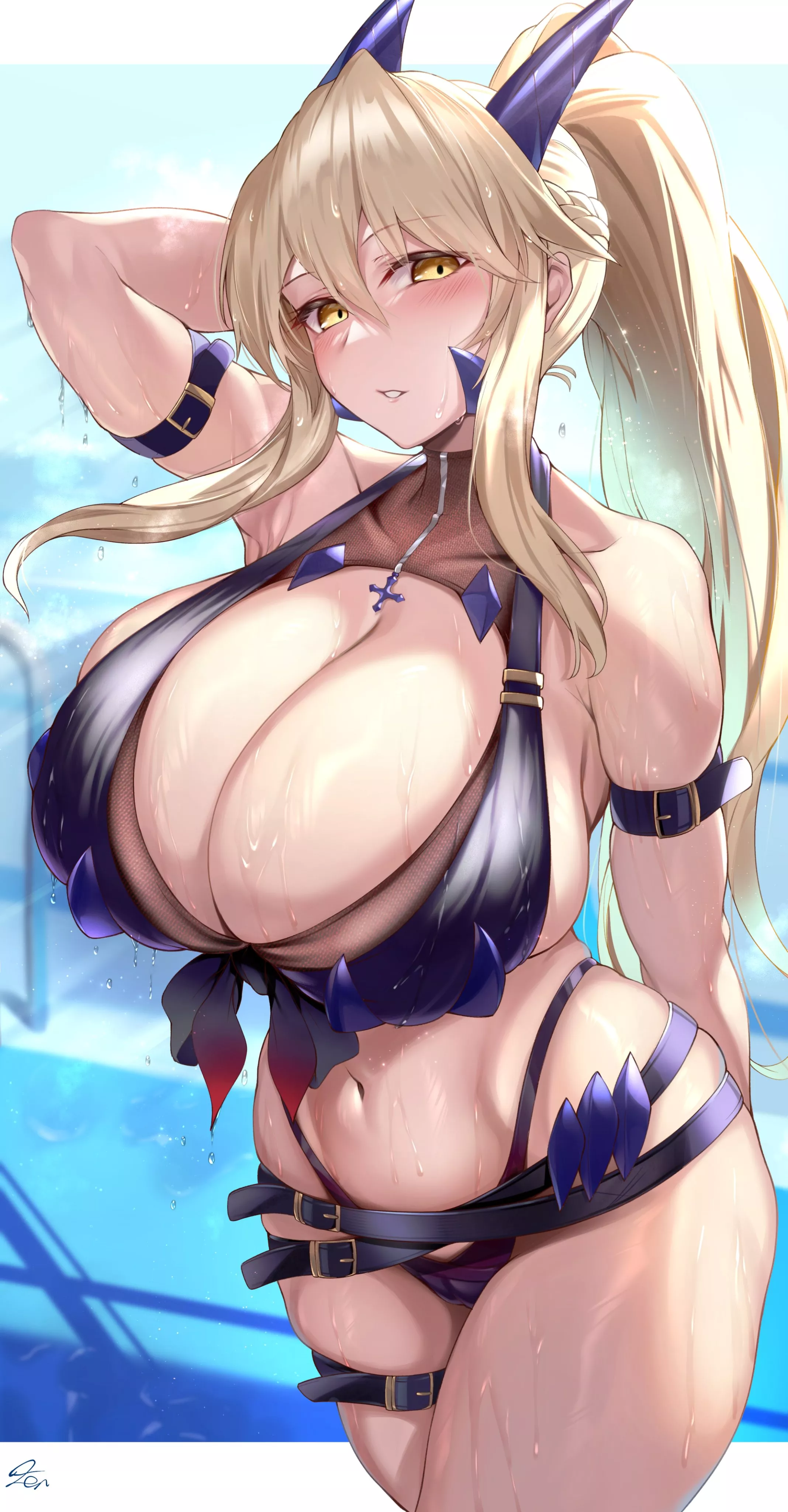 Artoria Lancer Alter Lewd Body Bikini All Wet (Hirasawa Seiji ) [Fate]