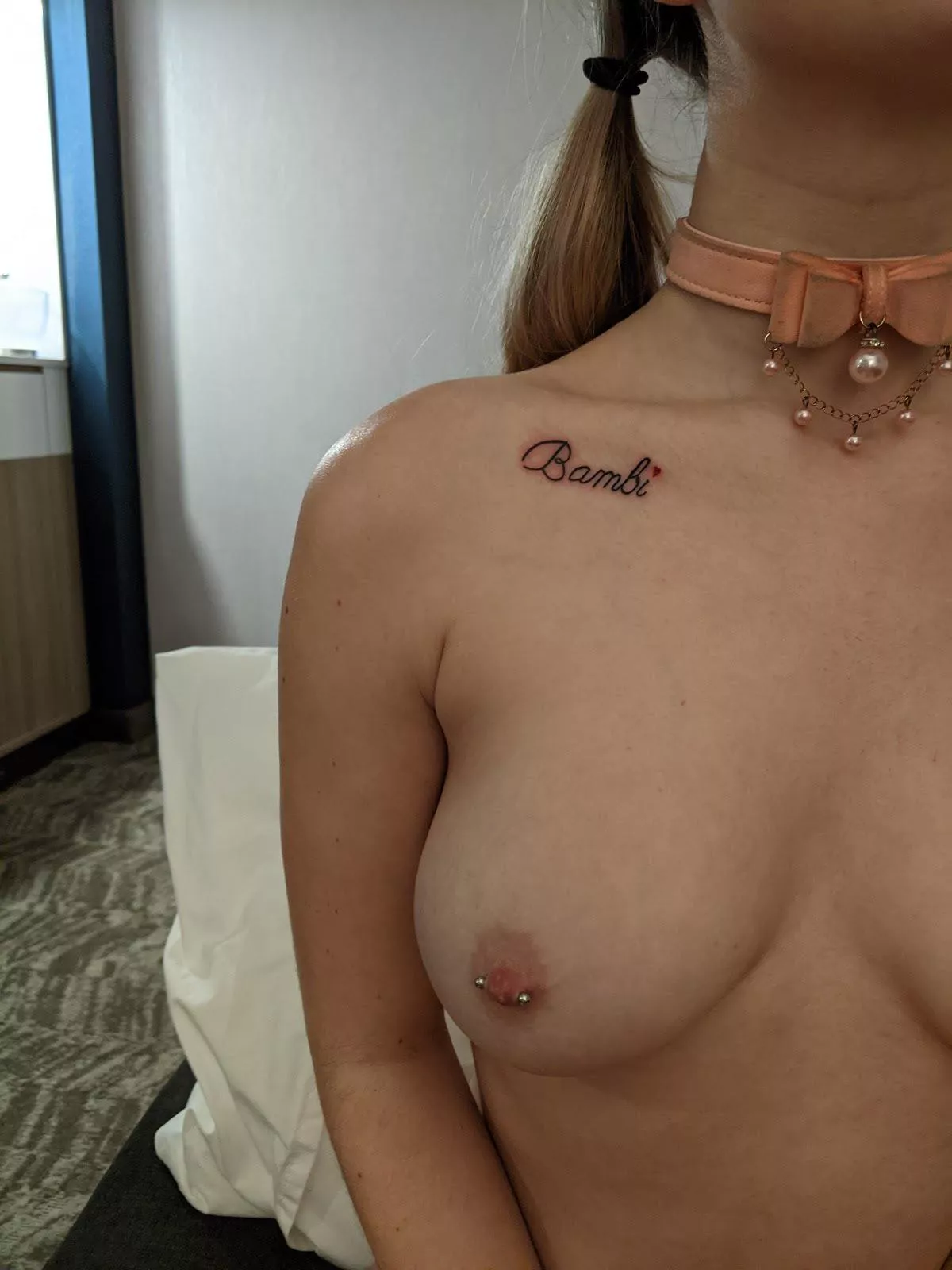 Bambi glt a tattoo... she is just so proud to be a slutty little fuck doll with such a pretty name.. just a fun little reminder that she was built to serve