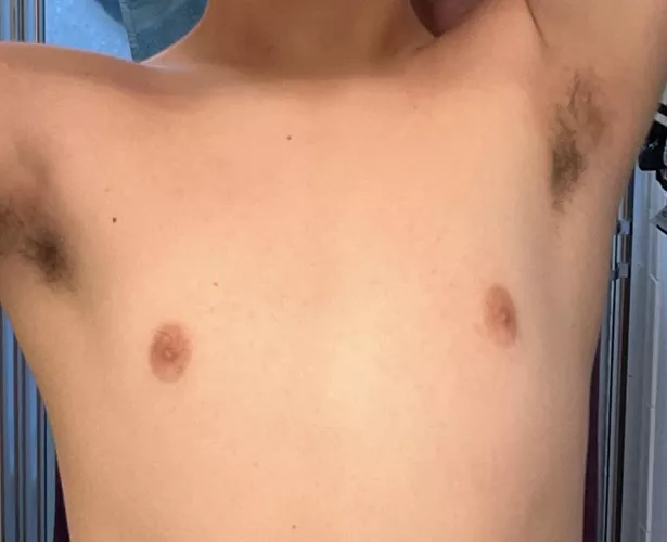 bare chest, hairy pits