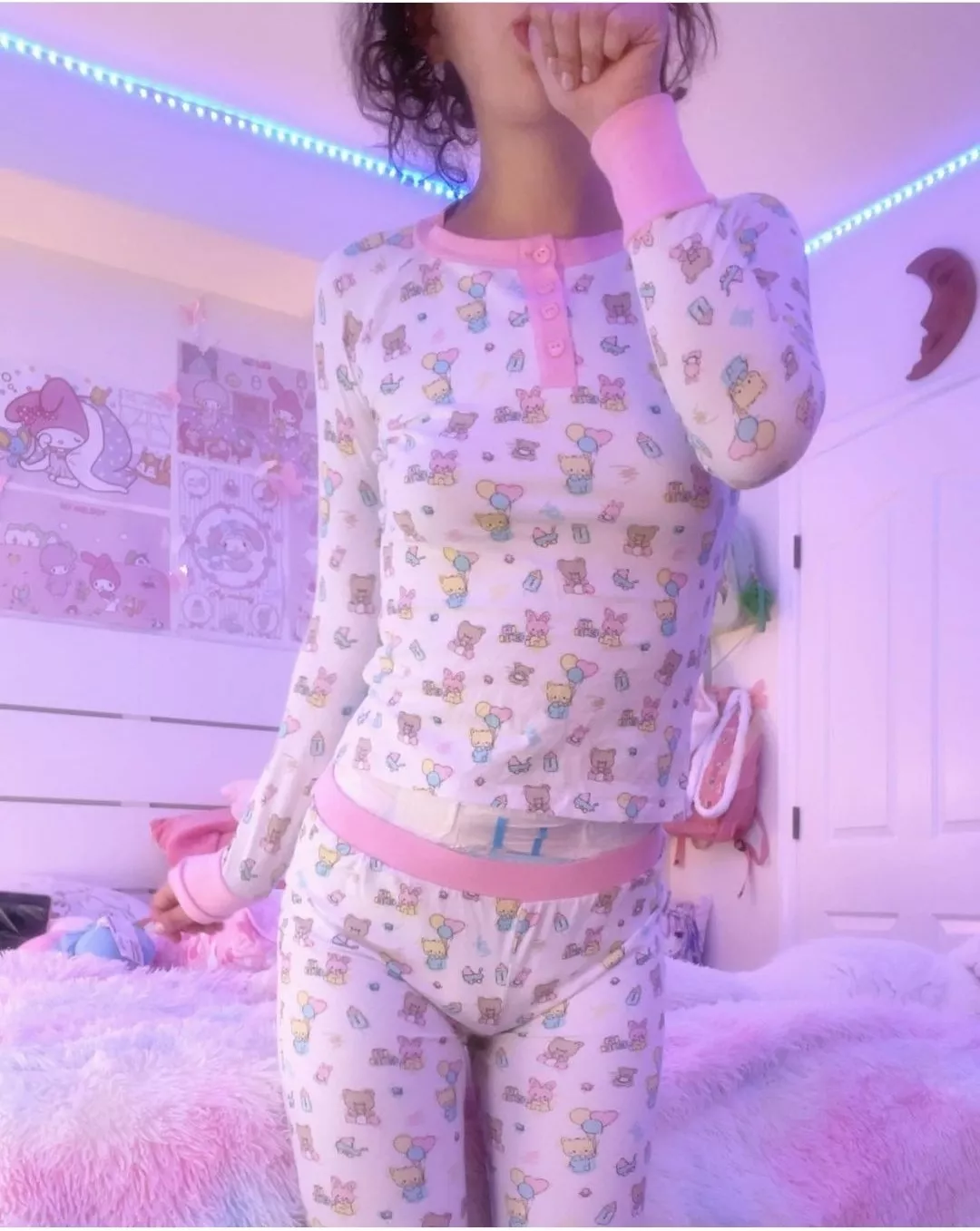 Bed time for this lady, but never without her diapers