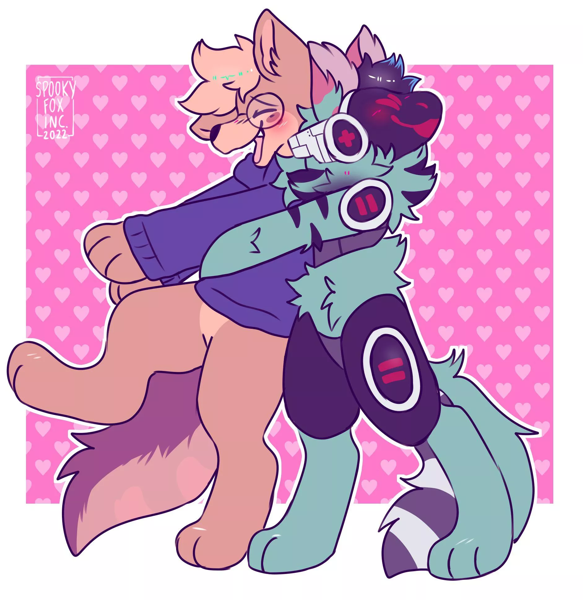 big hug! <commission for kahootersmcscooters, art by me @spookyfoxinc on twitter>