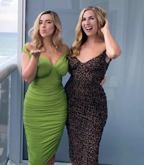 Blonde friends in tight dresses
