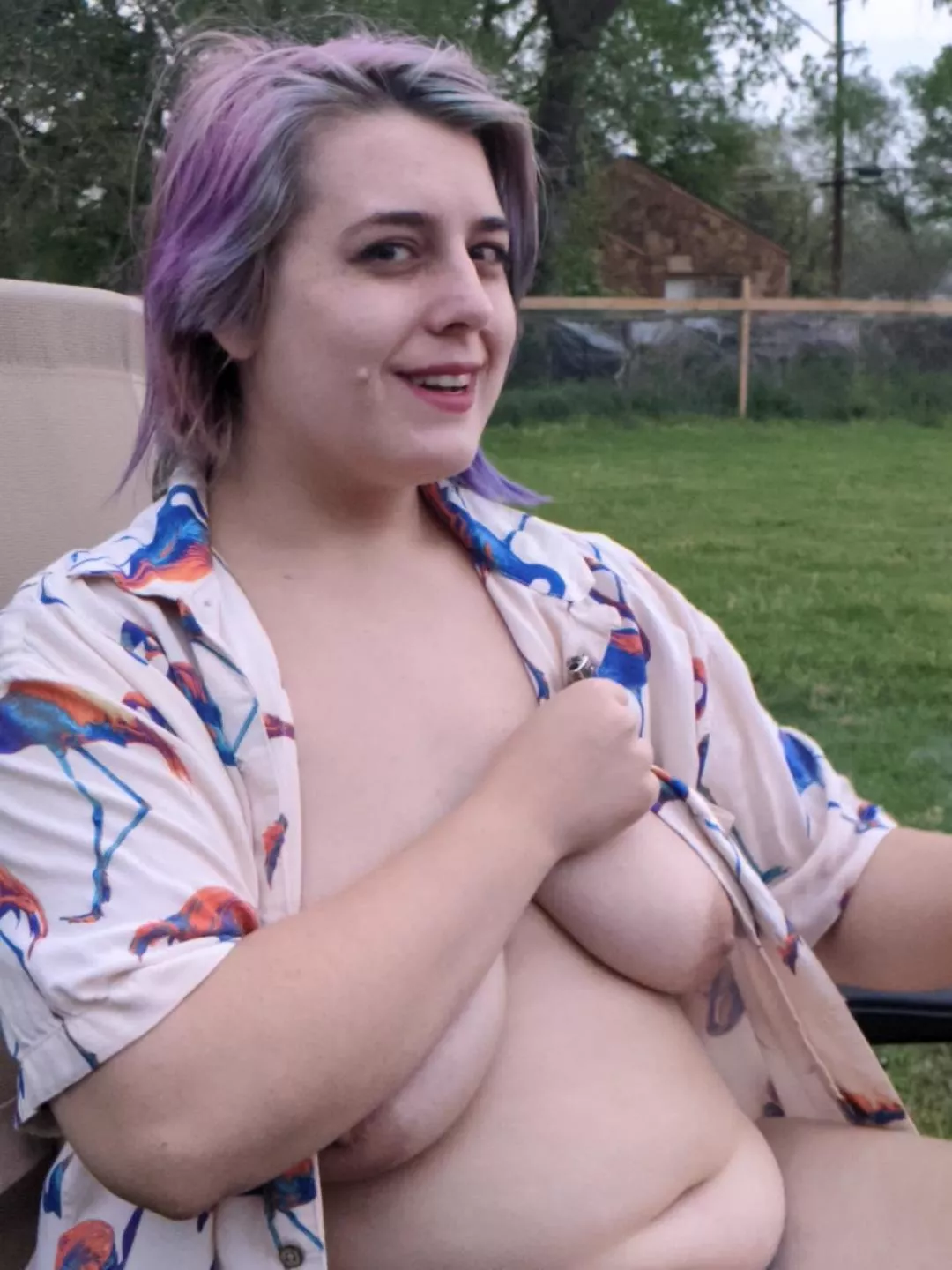 Busting out my summer wardrobe out back! Think my neighbors enjoyed the view? [F]