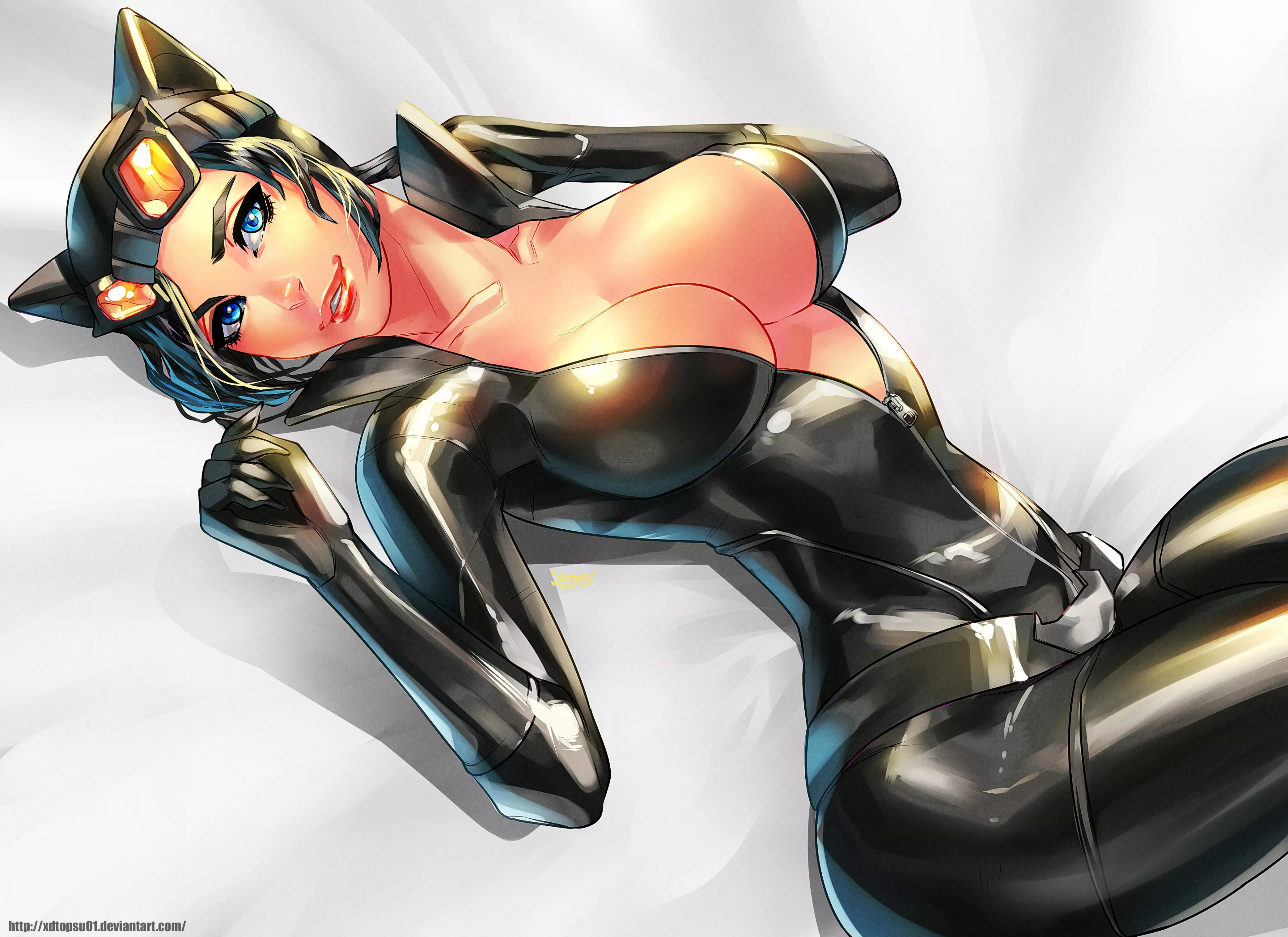 Catwoman On Her Back (Carlos Javier) [DC Comics]