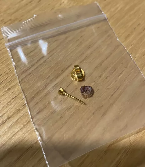 Changed my earring for the first time since it got pierced…