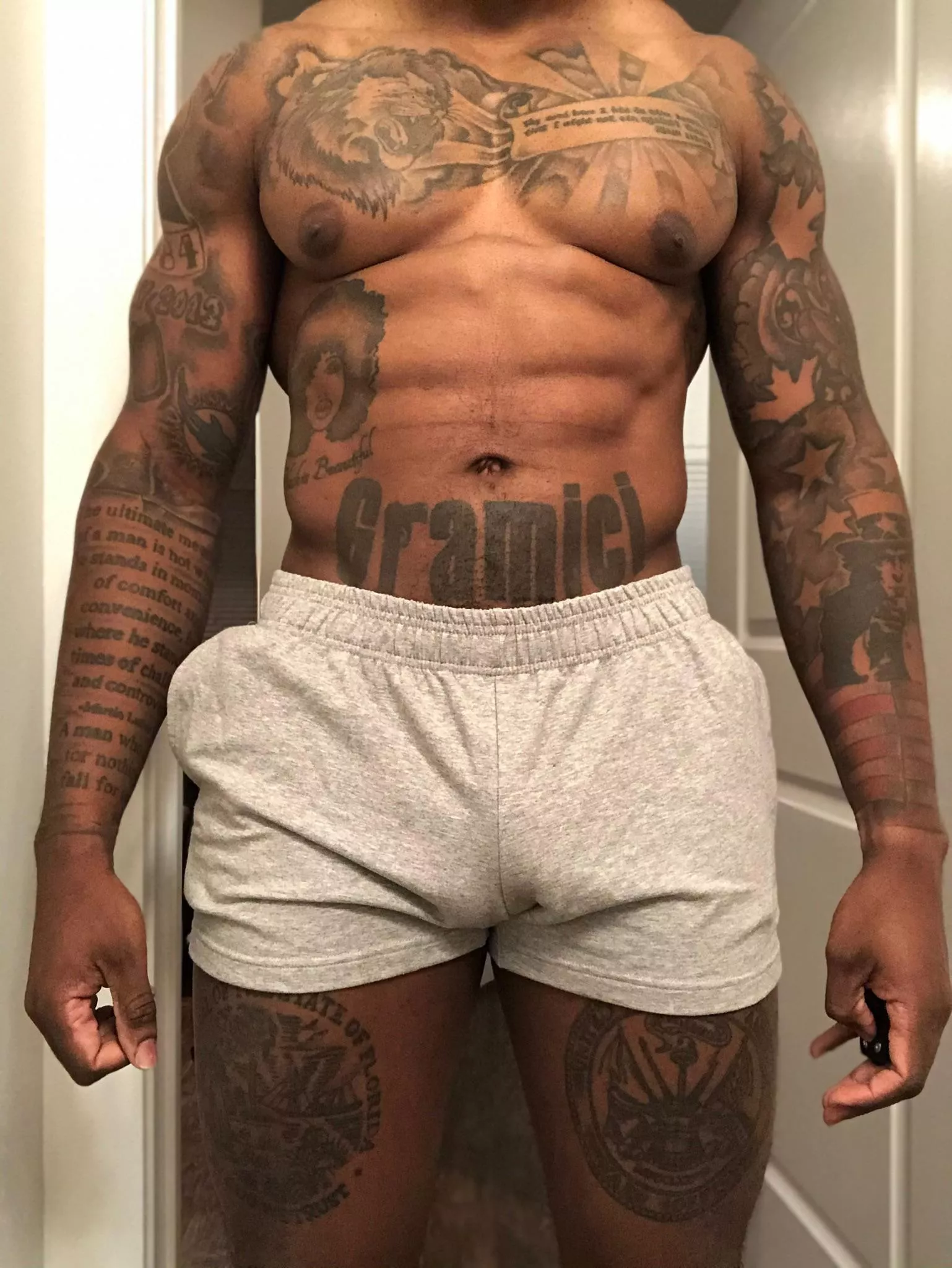 Check my page to see what’s under the shorts 😈
