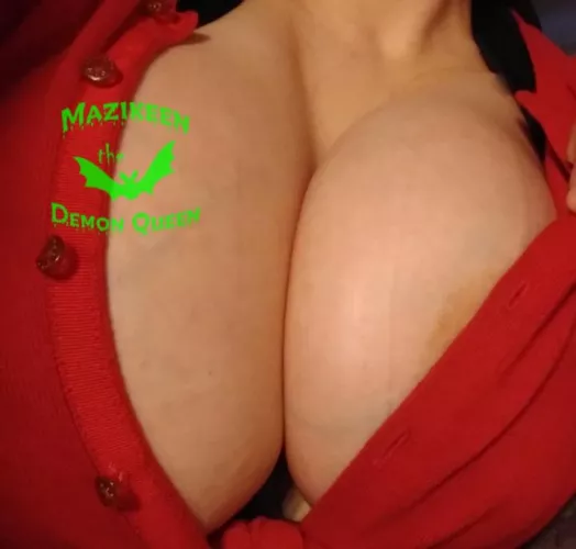 cleavage in a classic cardigan