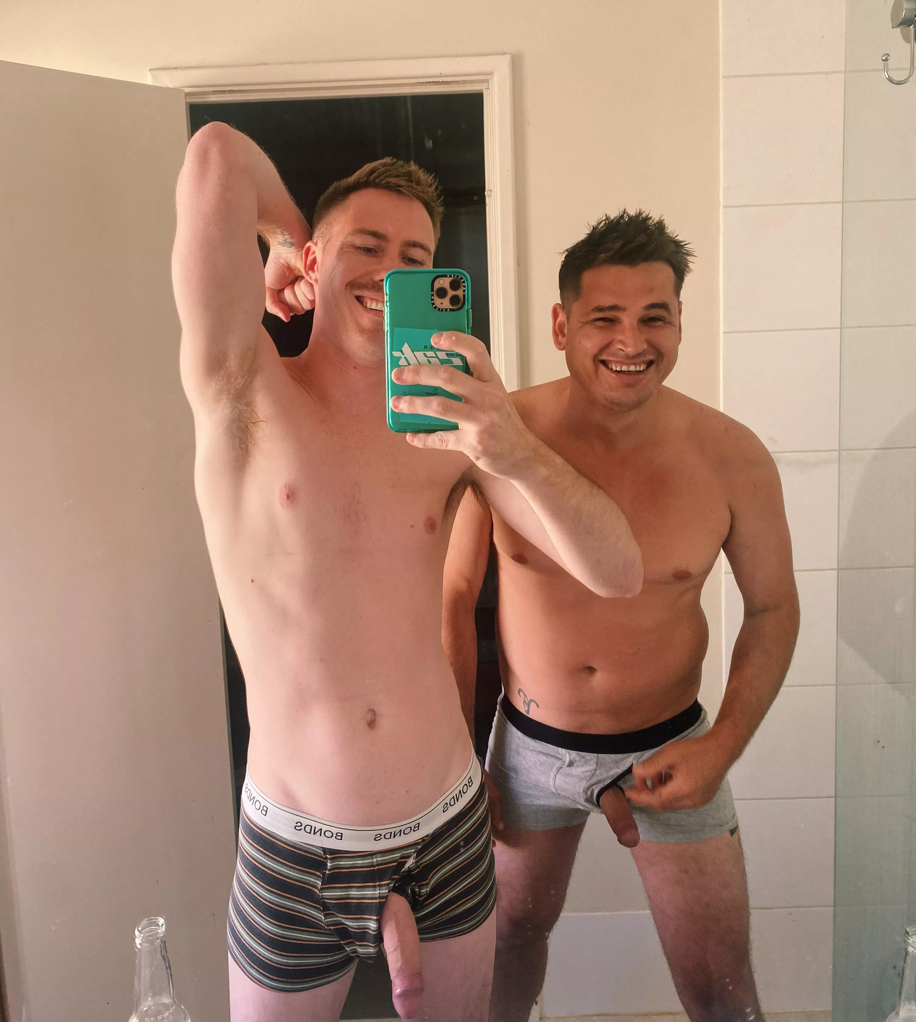 Comparing cock size with my mate. Who’s bigger? 😜