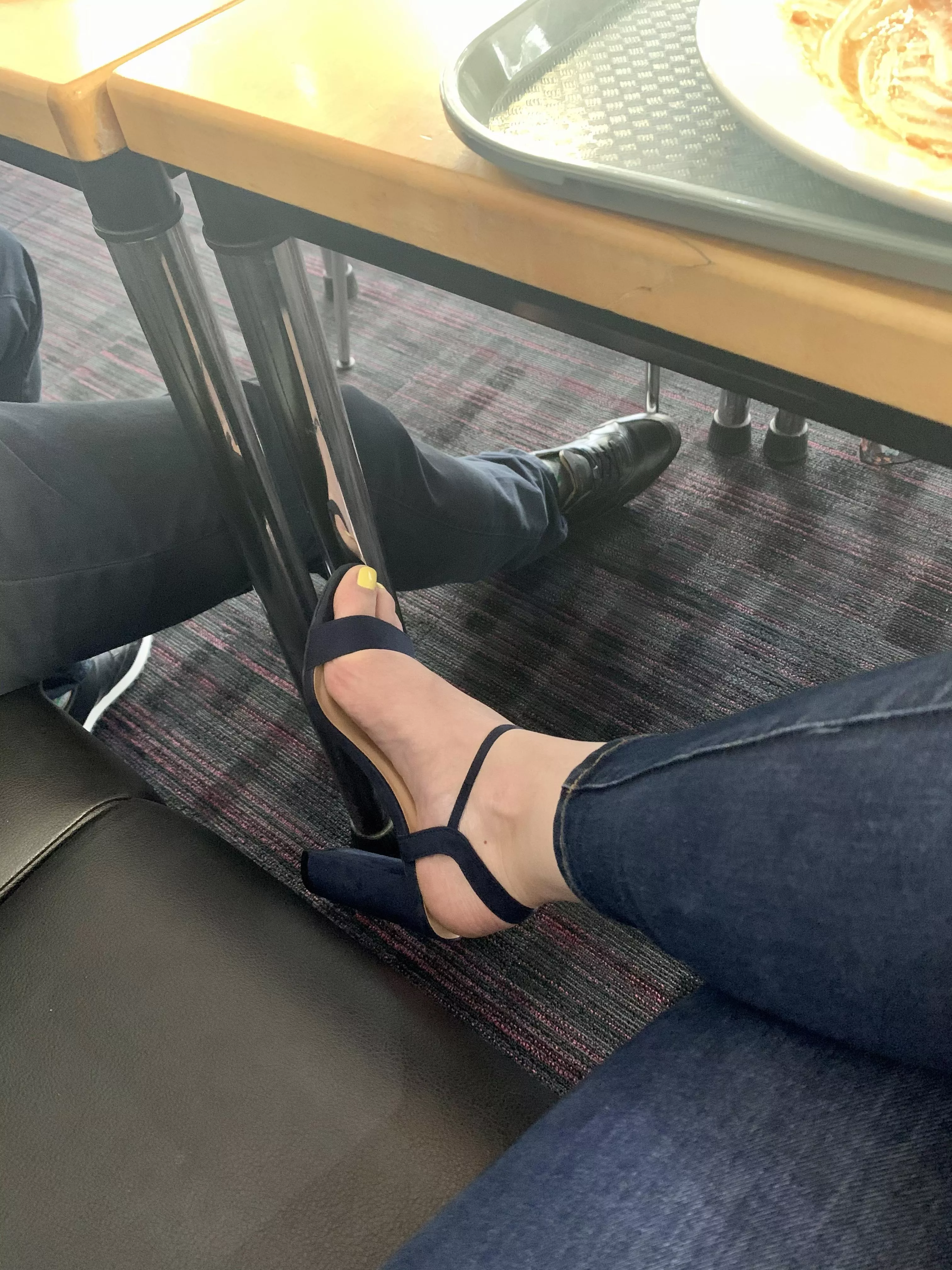 Coworker couldn’t cope as I teased him with my feet at lunch today, could you?