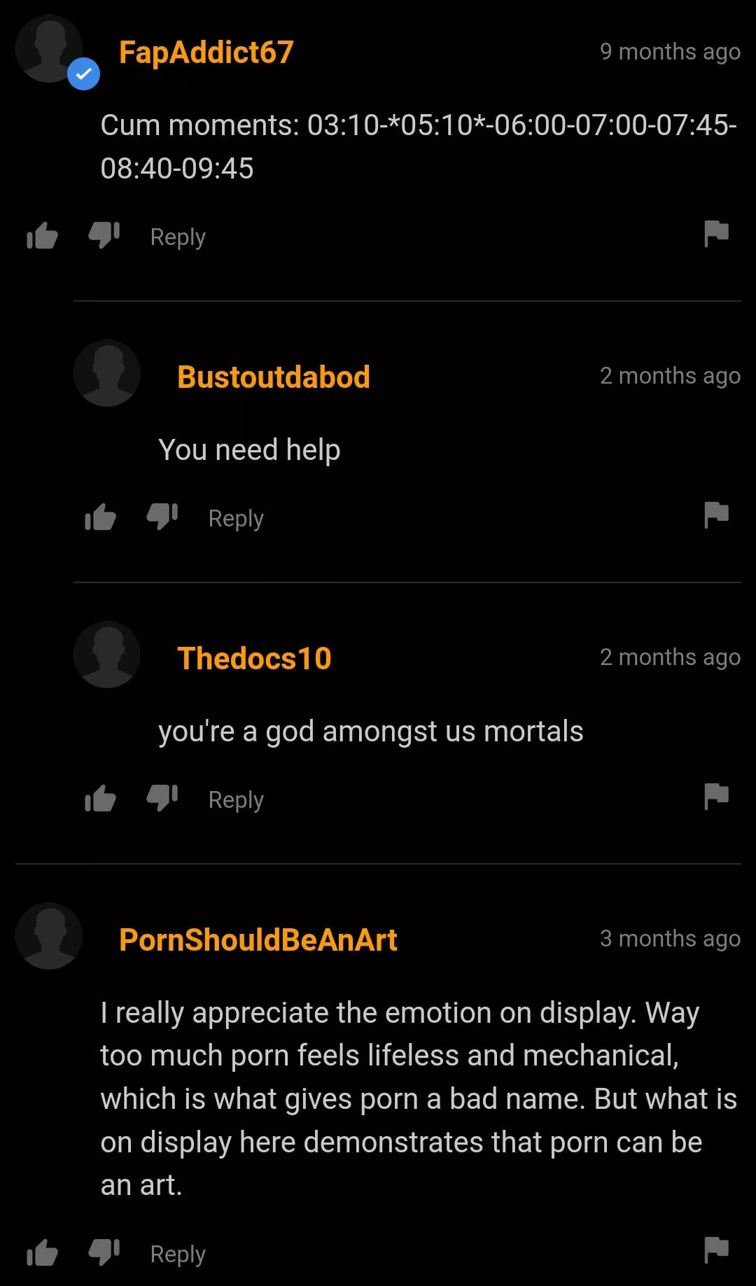 Cum moment timestamps