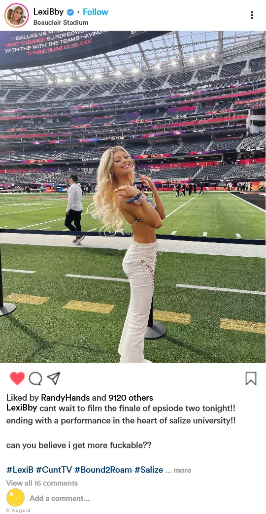 (cuntagram) @lexibby ready for my live performance??