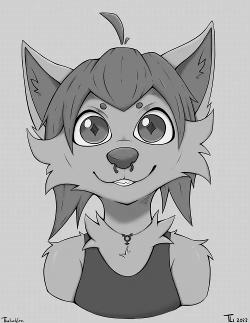 Cute Fox, Monochrome (TheLivelyIre @FA)