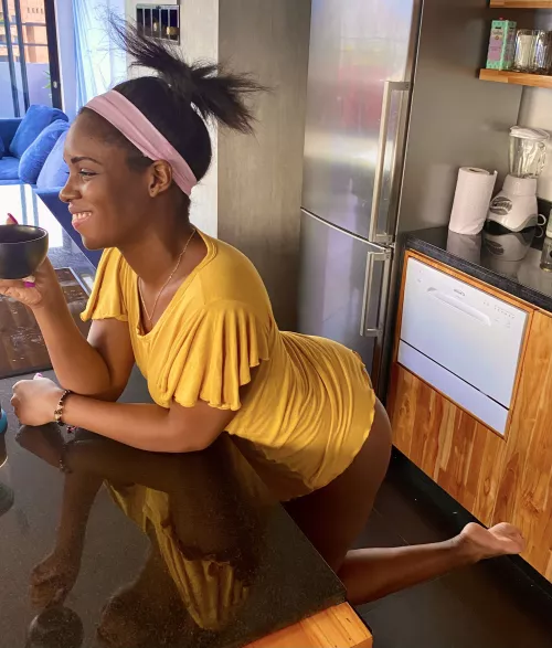 daddy can you grab my massage my foot while i drink coffee?