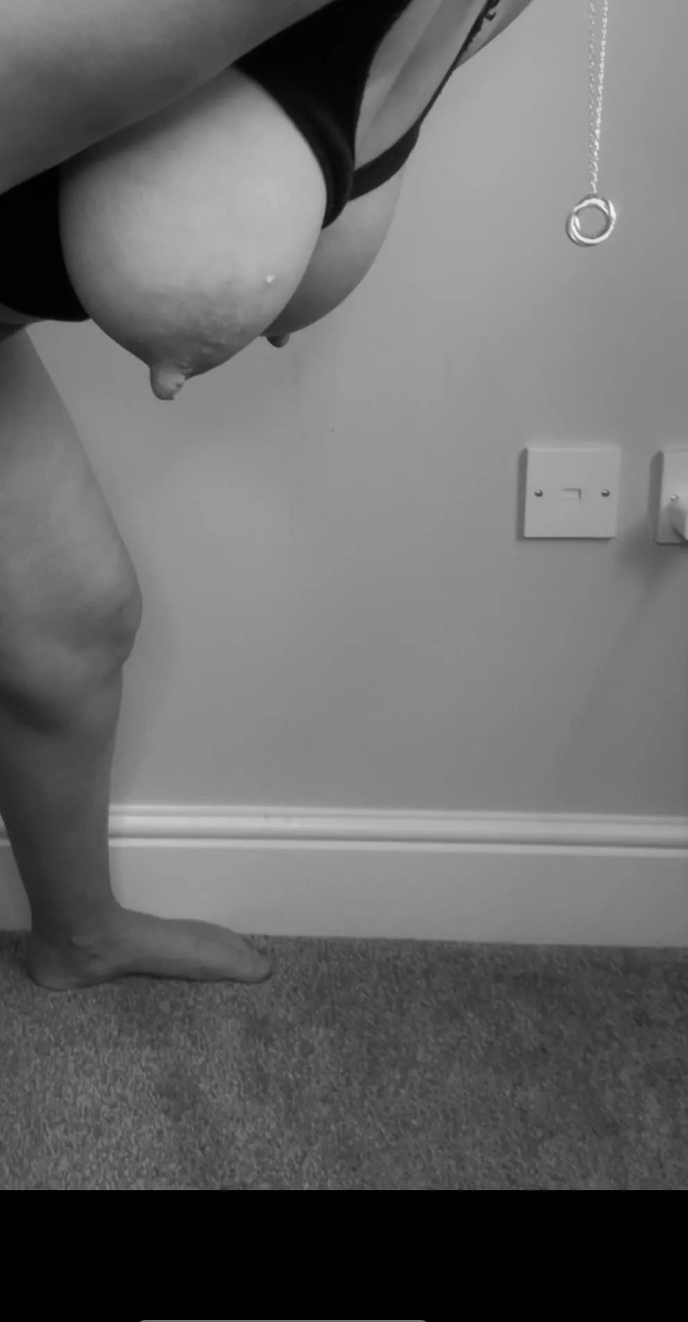 Dangling and covered in milk 🤤