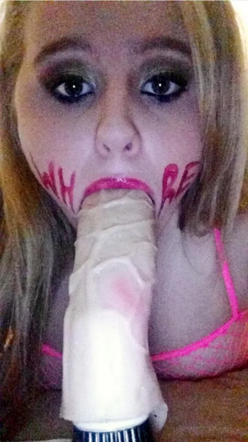 deeply conditioned to be a cock toy and the lipstick is a trigger look how empty her eyes are
