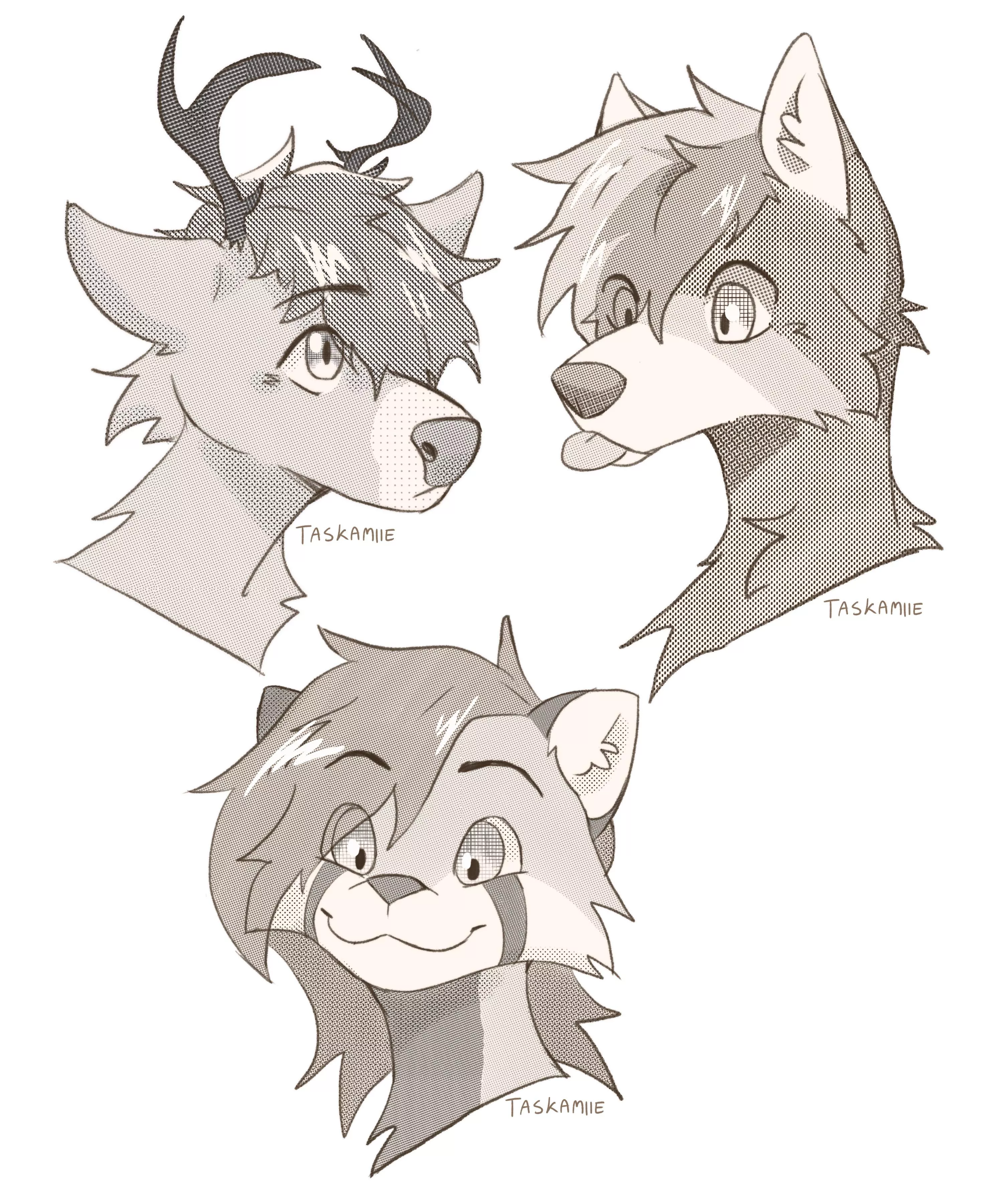 did some experimental halftone sketches for a new commission type ^w^ probably around $25 or $27 if paypal fees screw things over 😵‍💫