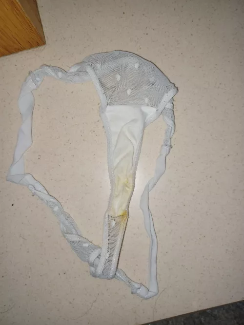 Dirty stained white thong
