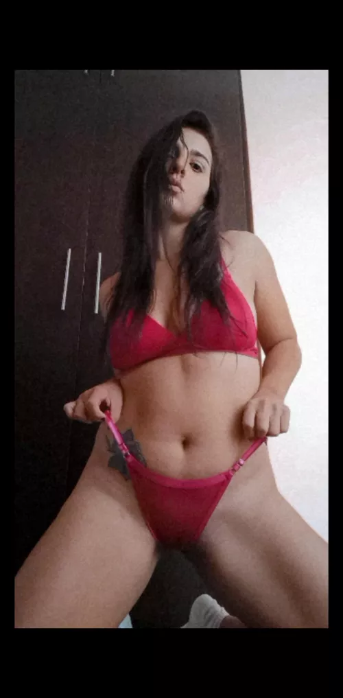 Do you like my thong? What's inside is nice and wet. Link in comments