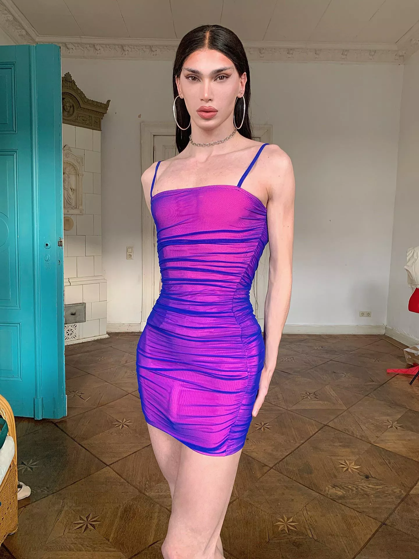 Do you like this dress on me?