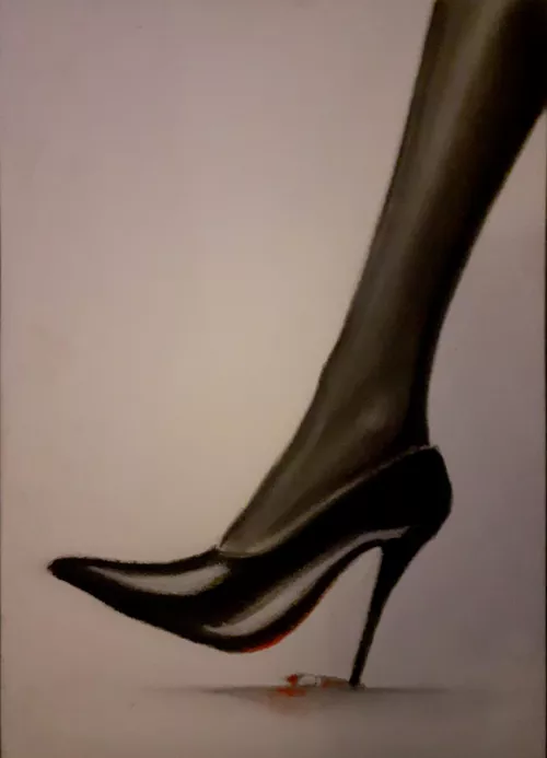 Does this piece of art appeal to a lover of feet?