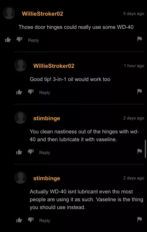 Door hinges bad? Comment section fix!