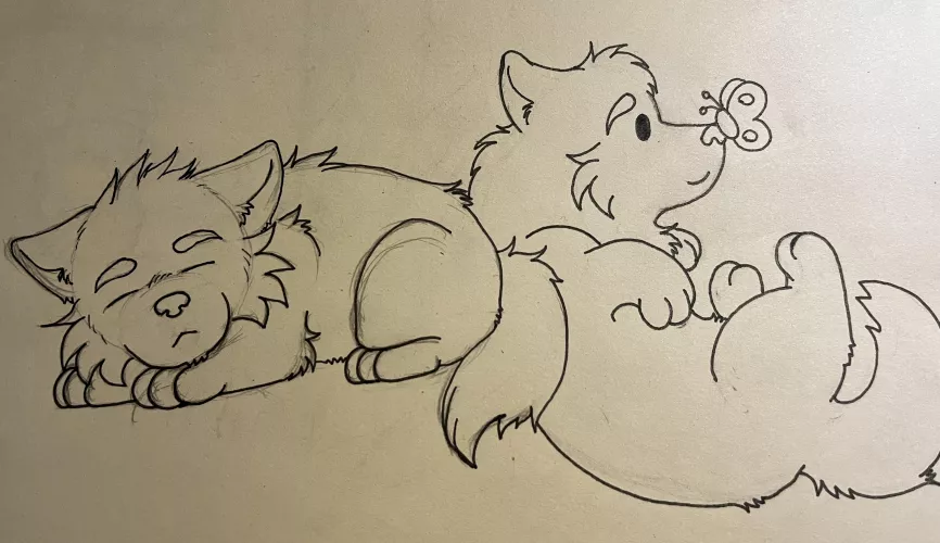 Drew a couple more chibi wolves while I was waiting for my truck to get loaded in Illinois :) enjoy, furs!