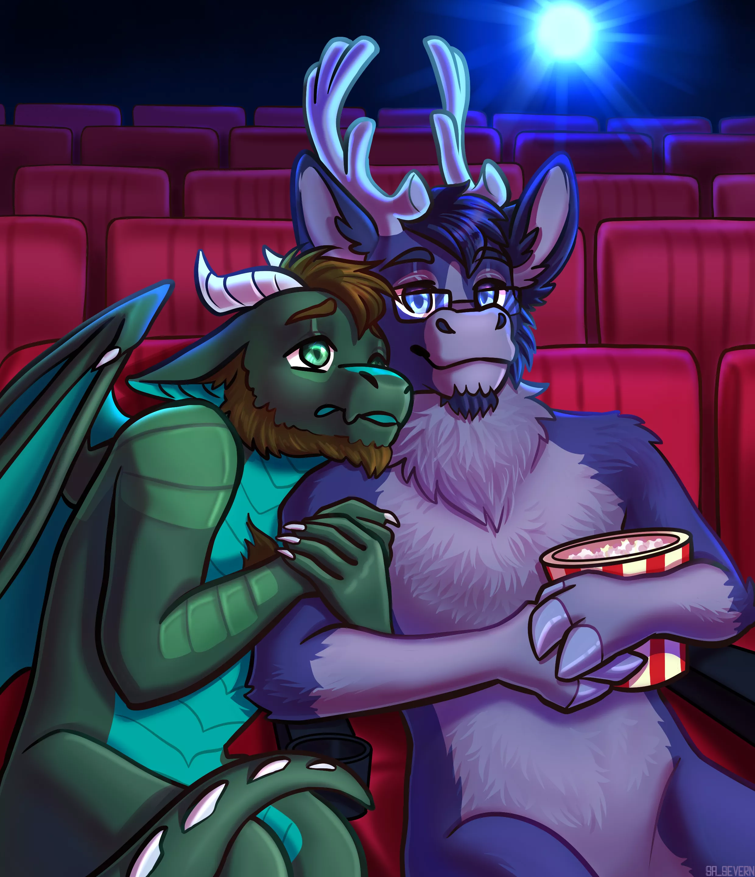 🍿@DWalddrache and @kamui_miracle on a movie night🎬 I wonder what they're watching (art by me @Sa_Severn on twitter)