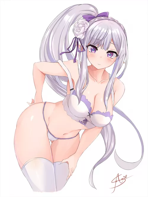 Emilia trying on her new lingerie (Azuran) [Re:Zero]