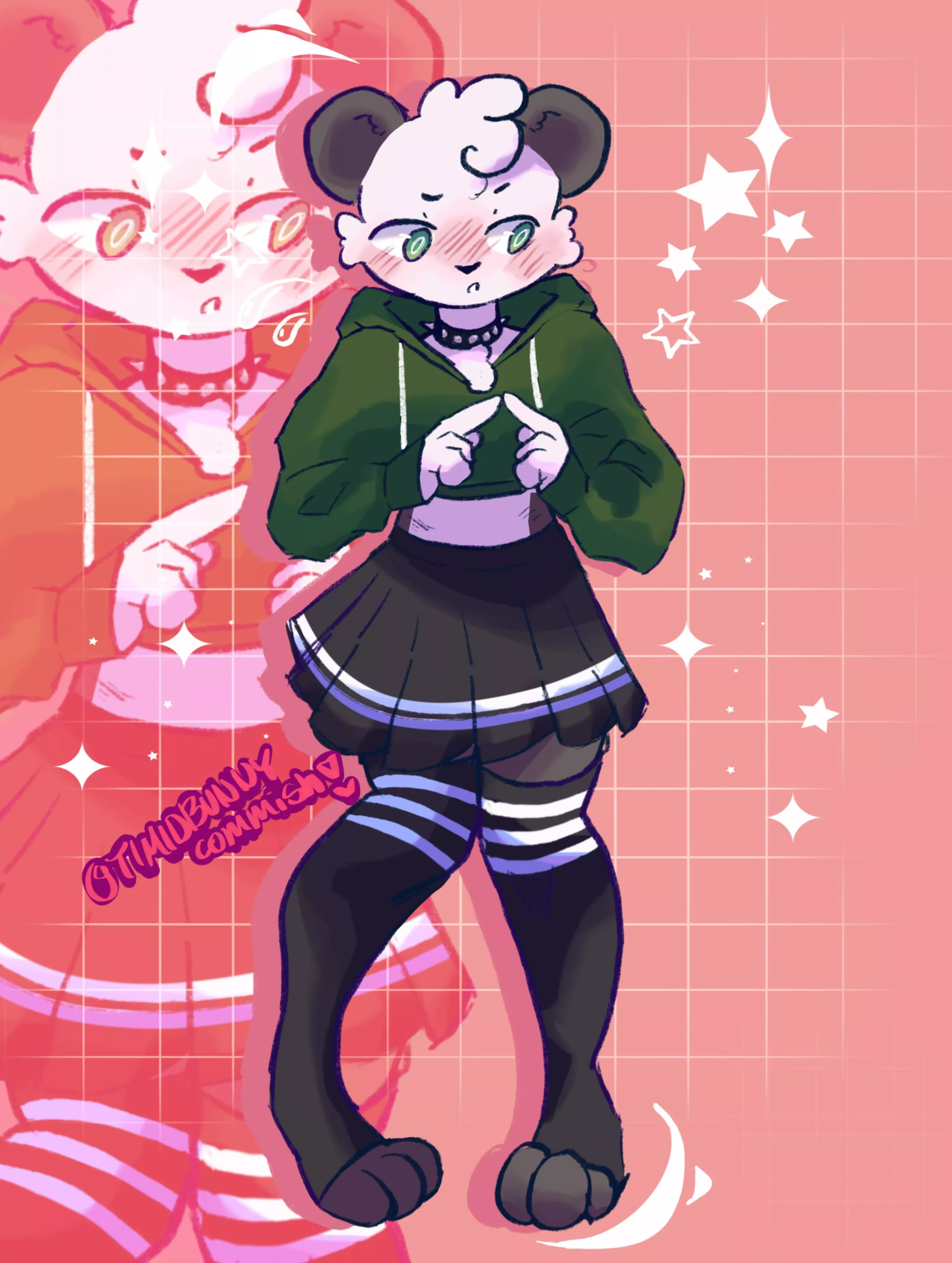 Fem panda boi, a lil finished commission for someone on twitter! (Art by me)