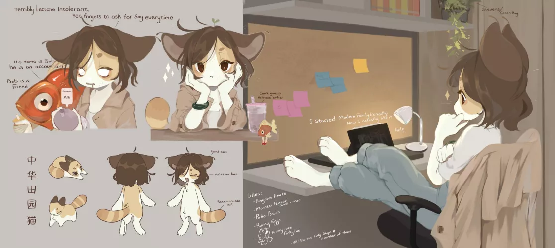 Finally drew a reference sheet of my sona who has been living in my mind rent free, I am so happy to see them finally visualized <3 I can’t wait to go around and commission art of them~