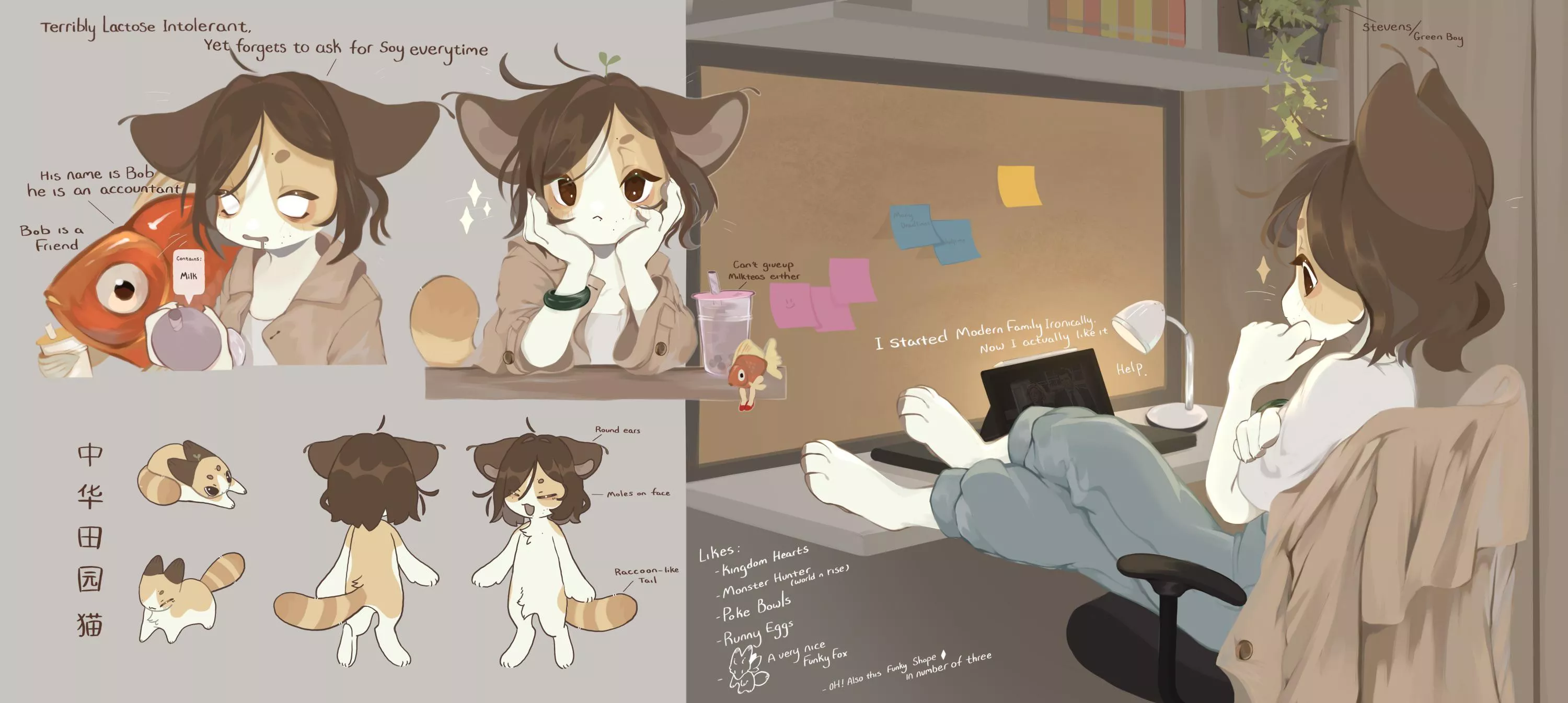 Finally drew a reference sheet of my sona who has been living in my mind rent free, I am so happy to see them finally visualized <3 I can’t wait to go around and commission art of them~