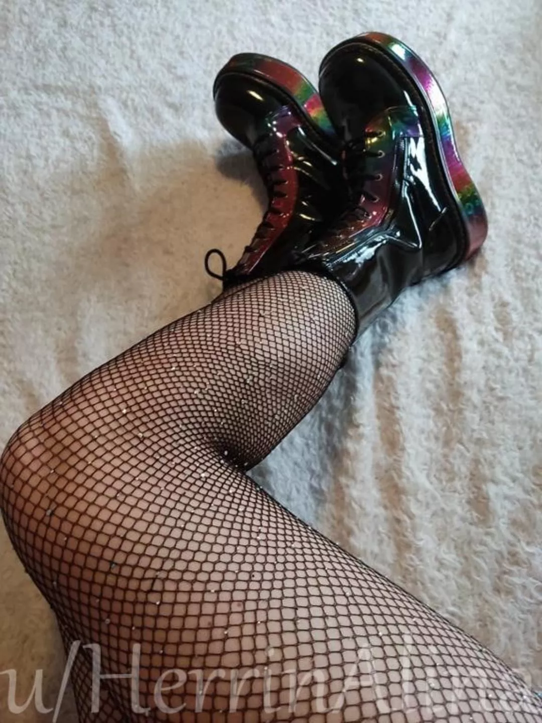 fishnet and rainbow boots ❤️