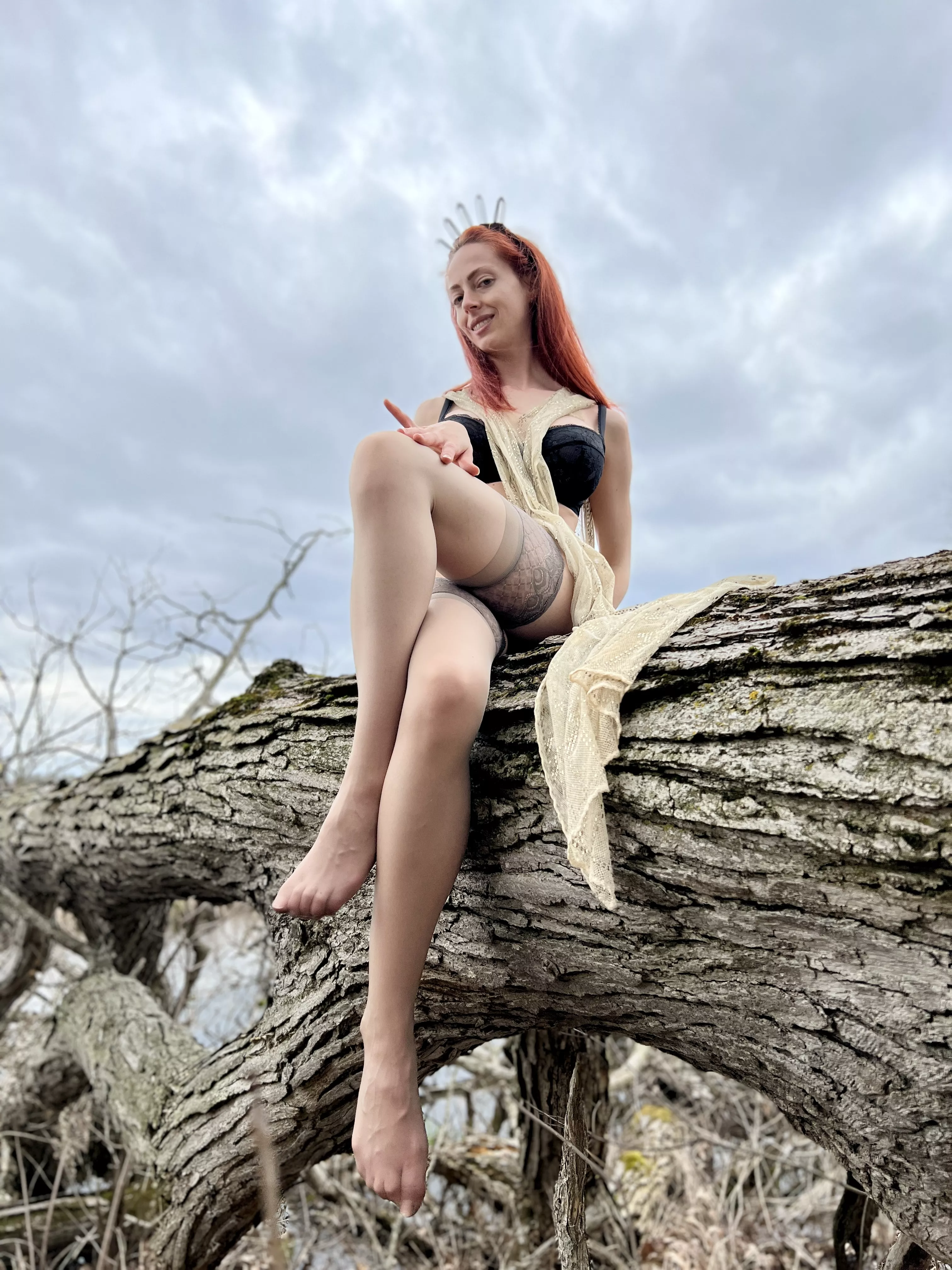 Flaunting My thigh highs outdoors in Mother Nature. Don't I look like a Goddess?