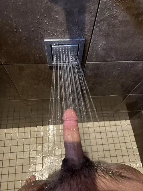 Getting a good washing after a workout in the gym showers.