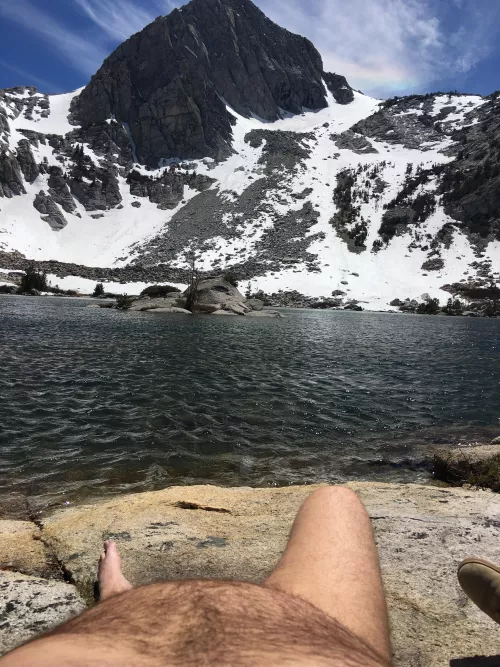 Getting some sun in the High Sierras after a long hike 🌞