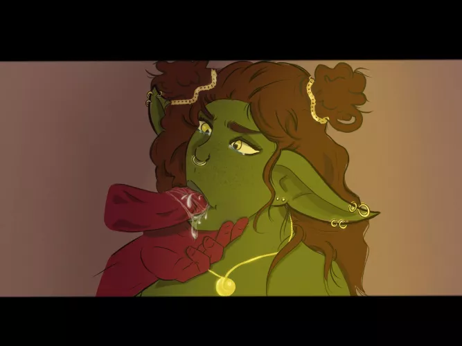 Goblin and her Tiefling captain (both OC) done by @goblinnbonez (I’m still very new to drawing, especially digital art)