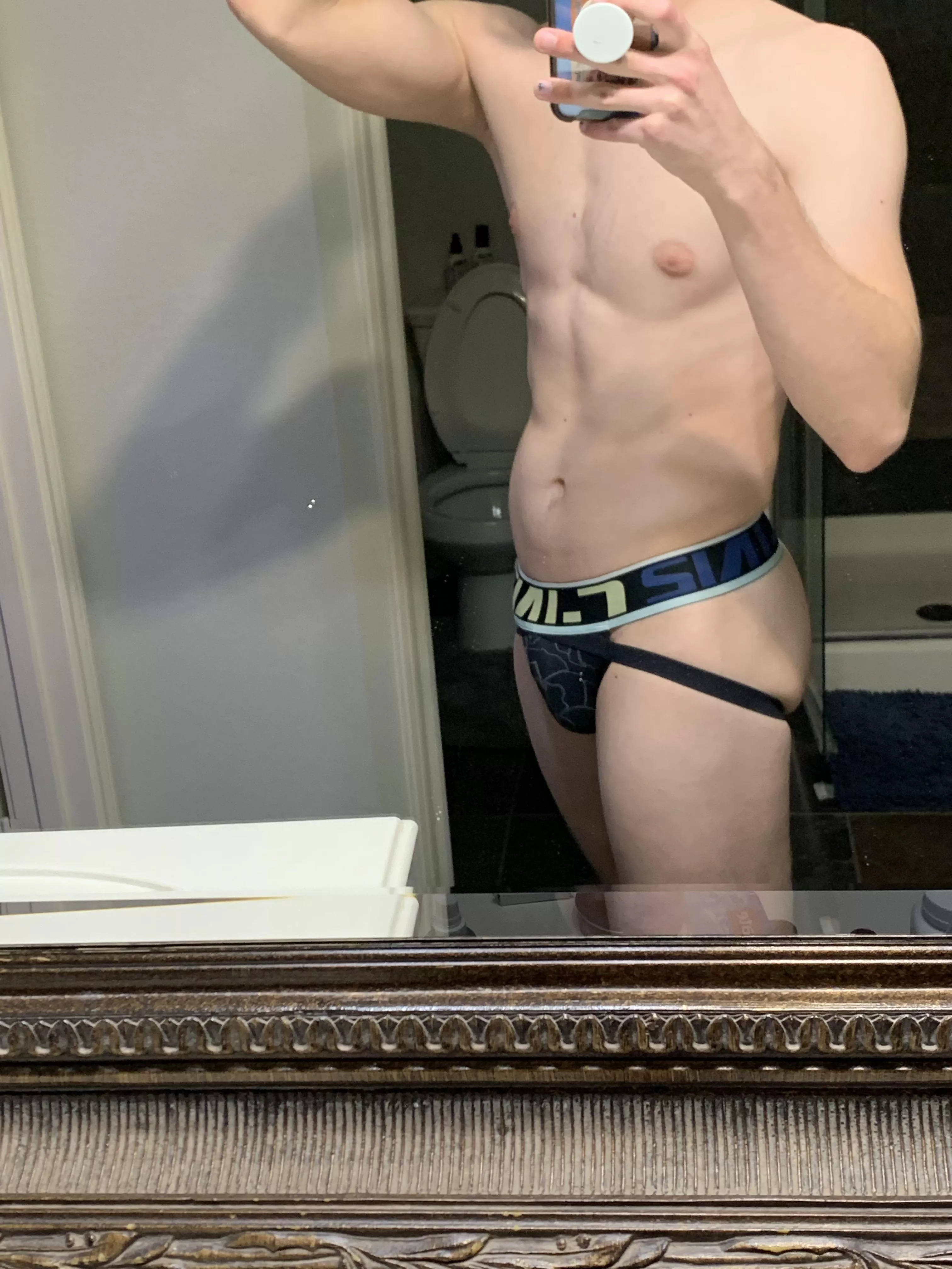 Grindr hookup made me try on a jock.