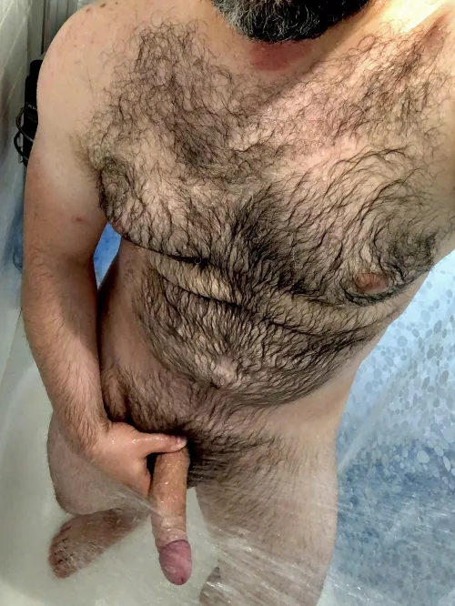 Hairy, horny, and hung.