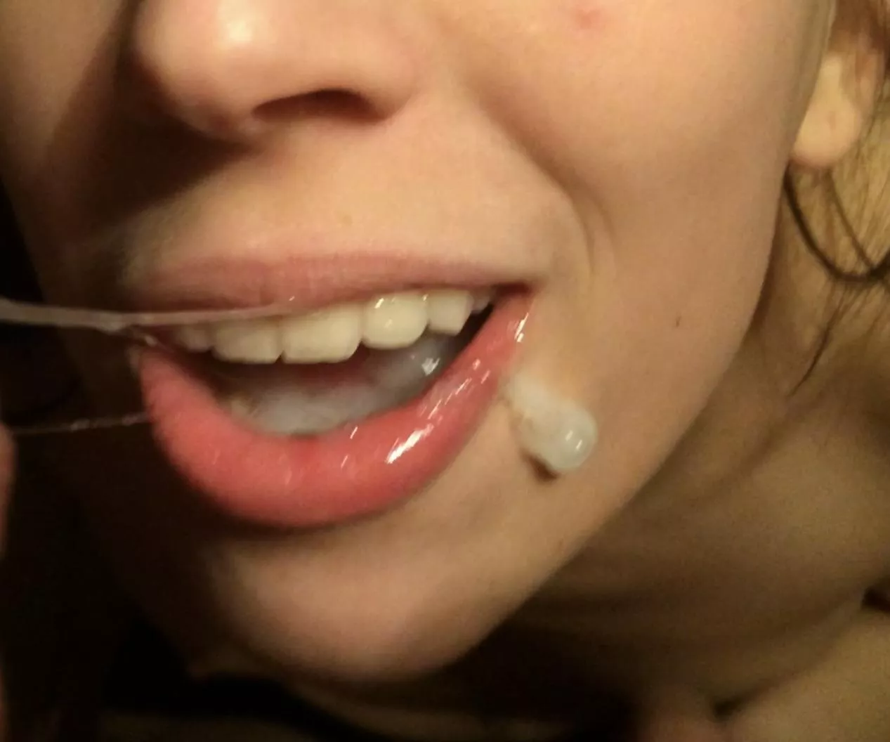 Happy knowing I'm about to swallow a delicious load!