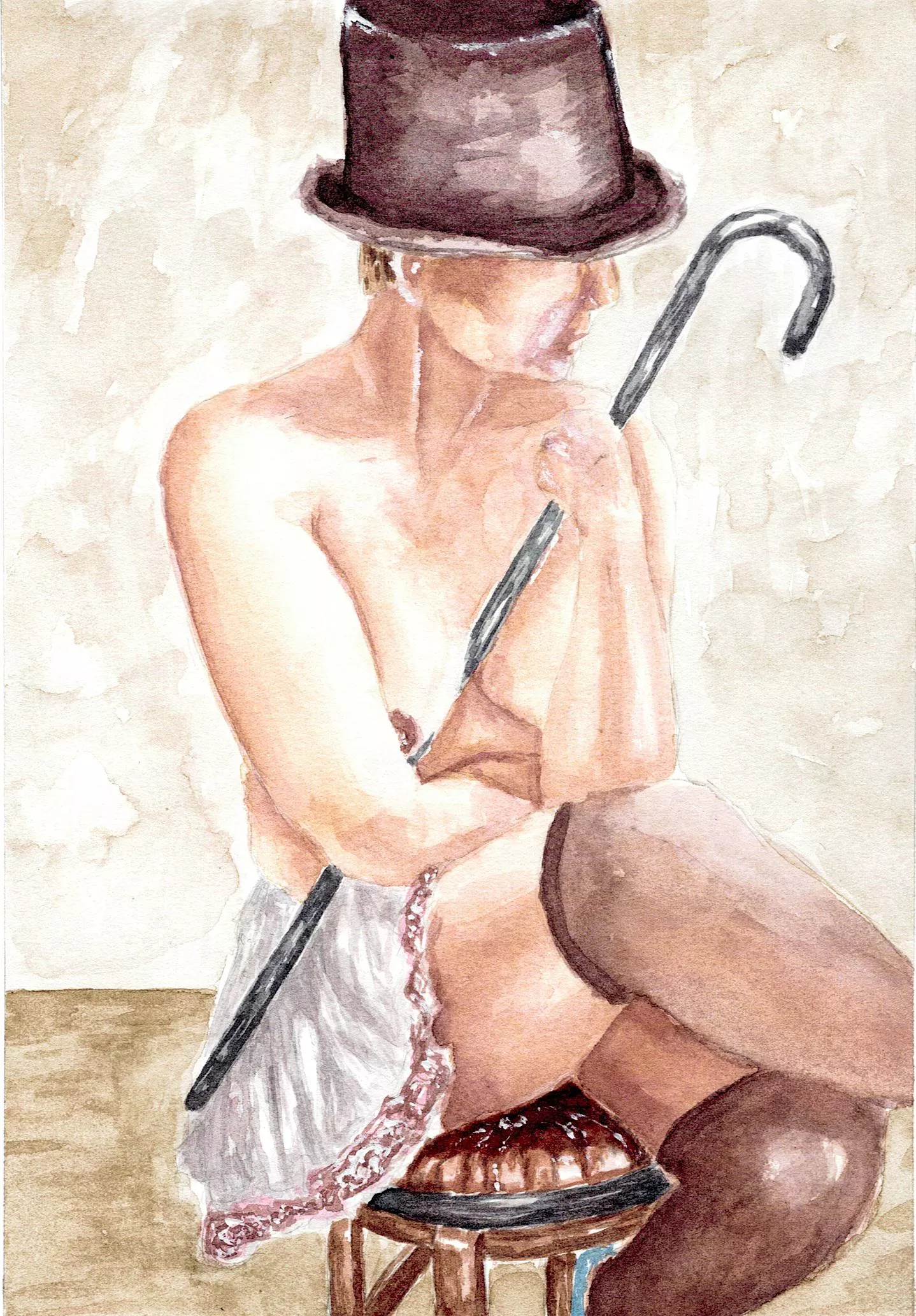 Hat, by me, watercolor, 2022
