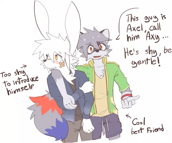 Having social anxiety while having an extroverted best friend can be interesting - Made by me (@AxyUsagi on Twitter)