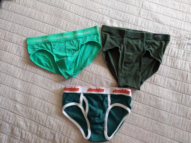 Help me choose a green pair of briefs. CK, Hanes or AussieBum?