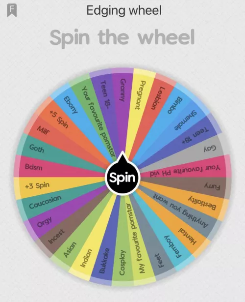 Hi I made an edging wheel (link in the comments) and I’ll edge for 5 mins to anything you get from your 5 spins: send me vids here on reddit or on SC(cr0_cr0) or on KIK (MARVELous_Cris)