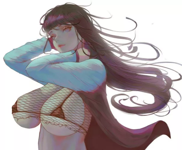 Hinata fishnets covering those amazing tits